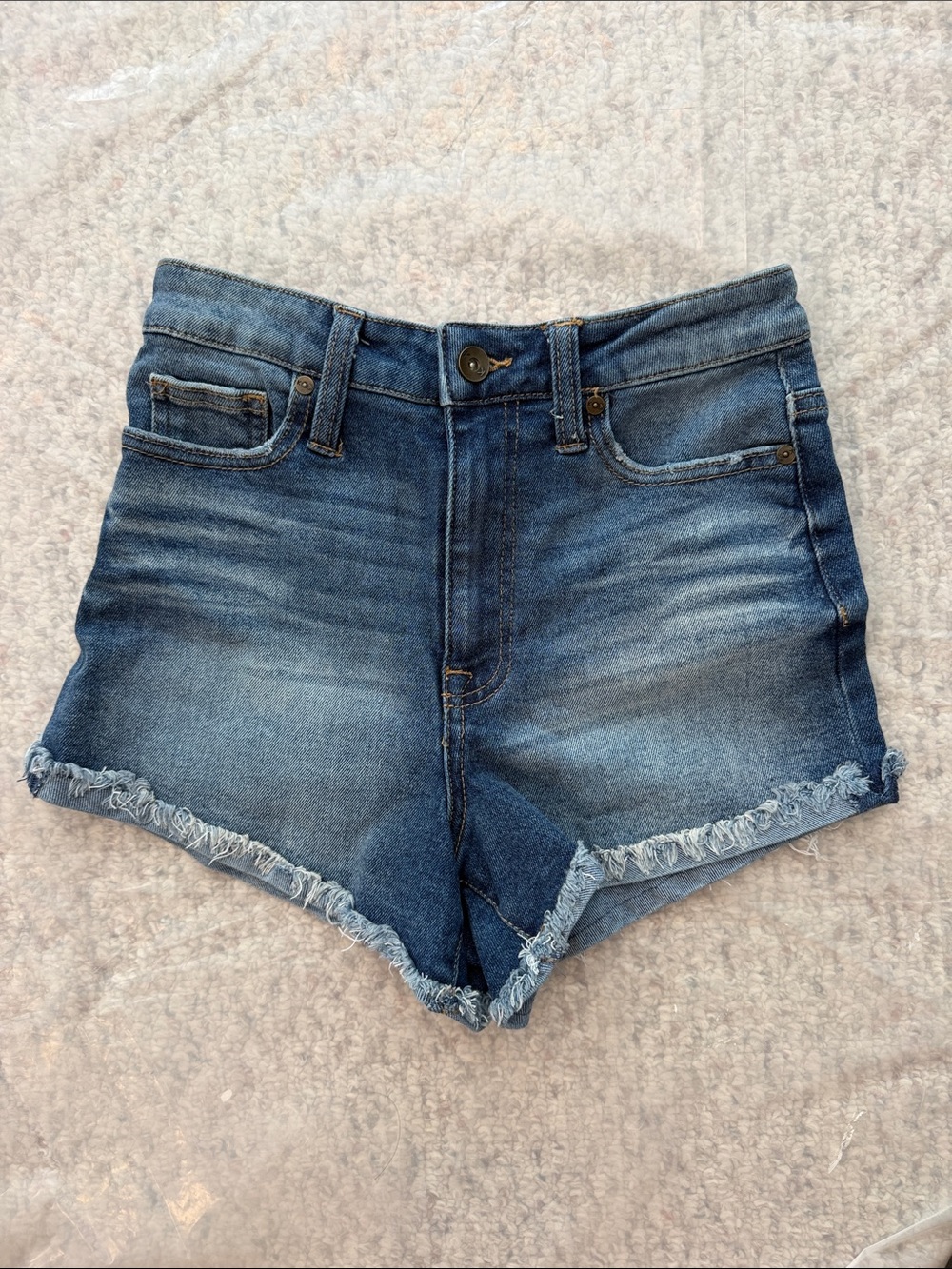 High-Rise Frayed Hem Denim Shorts